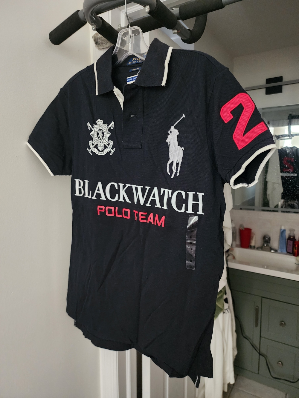 Authentic Polo by Ralph Lauren Blackwatch Navy Polo with Red Sleeve. NEVER WORN.